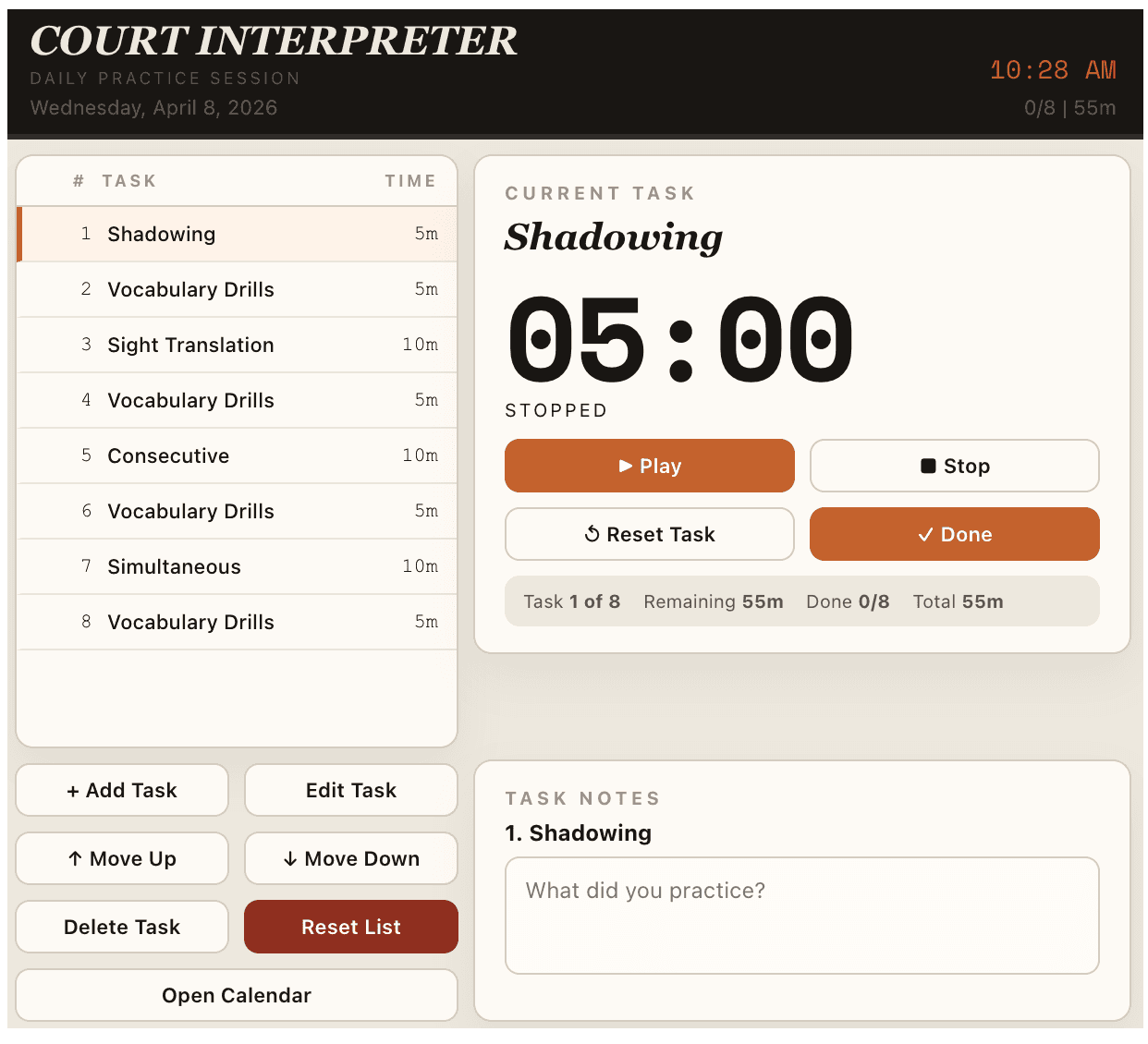 Court Interpreter Toolkit extension interface